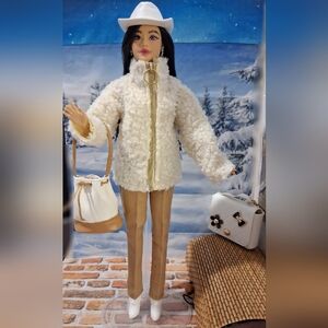 Stylish Cream Doll Jacket with Pants For 11.5 Inch Doll